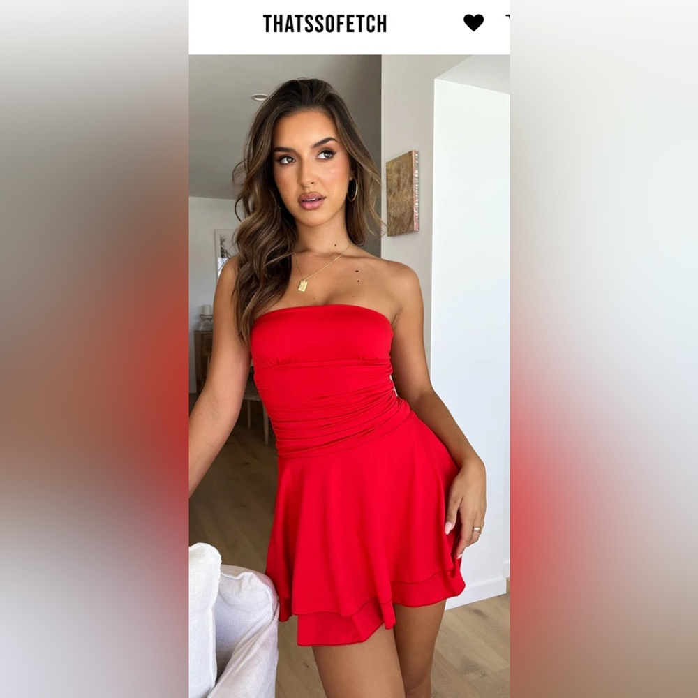 Thatssofetch Chic Strapless Red Dress - Picture 9 of 11